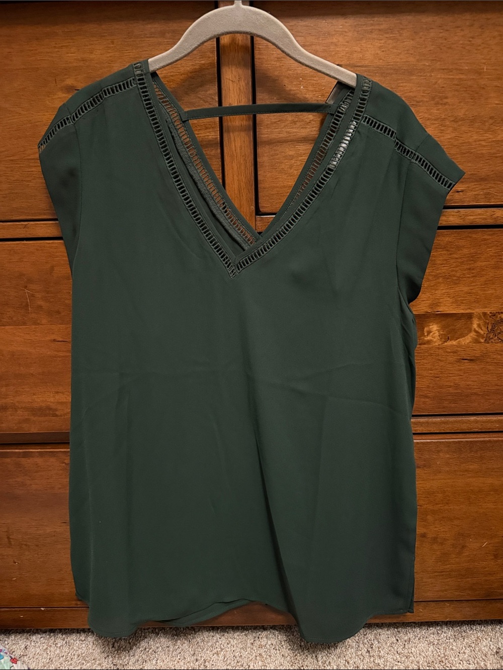 DR2 Black V-Neck Cap Sleeve Blouse
